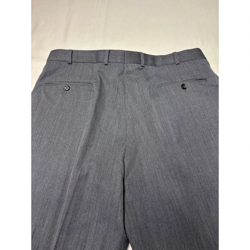 Brooks Brothers Mens Grey 100% Wool Pleated Cuffed Dress Pants Made Canada 38x30